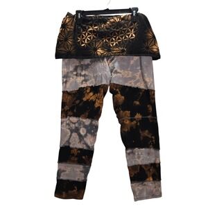 Wobble & Squeak Patchwork Switch Leggings Mini Skirt Women L/XL Tie Dye Festival